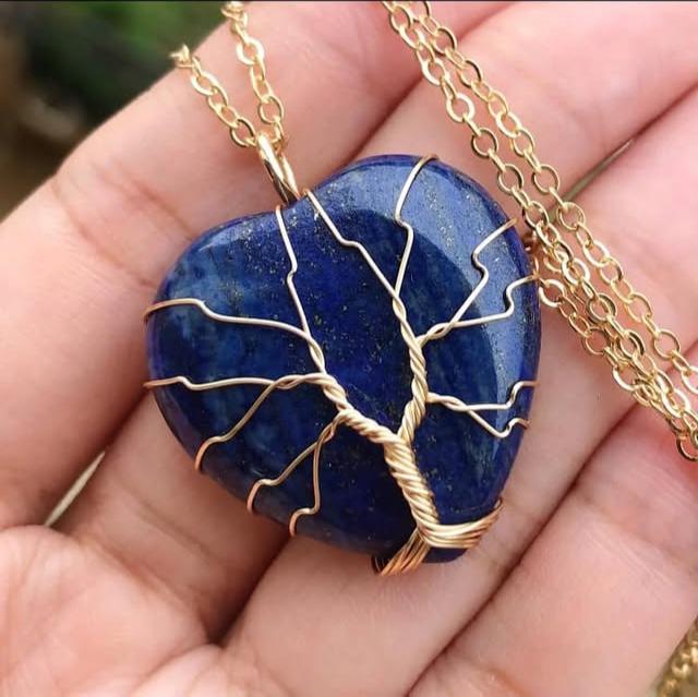 Quartz Tree of life Drop Pendant con cadena